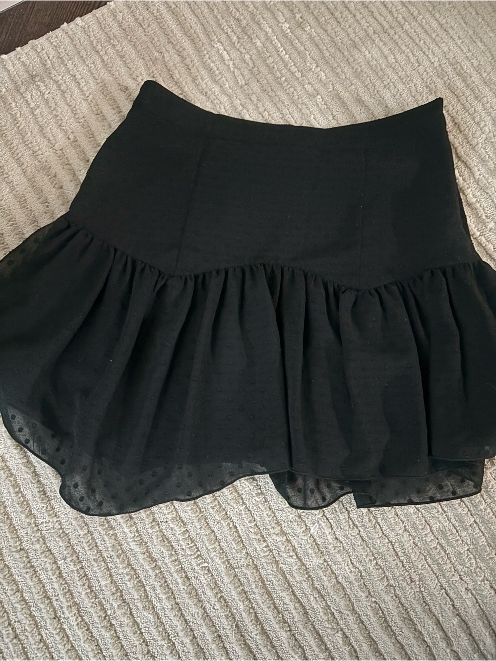 Women's Black Ruffle Mini Skirt - Size M
